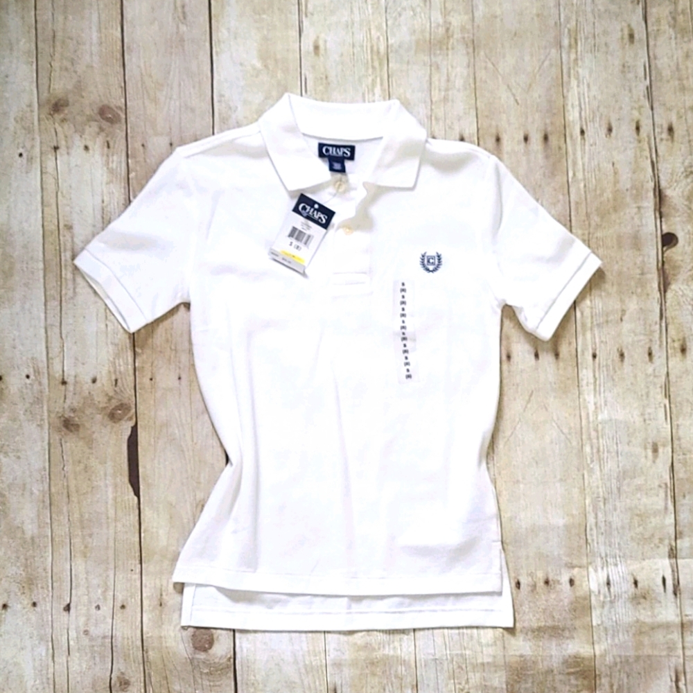 NWT Chaps Ralph Lauren White Polo Shirt S Boys 8